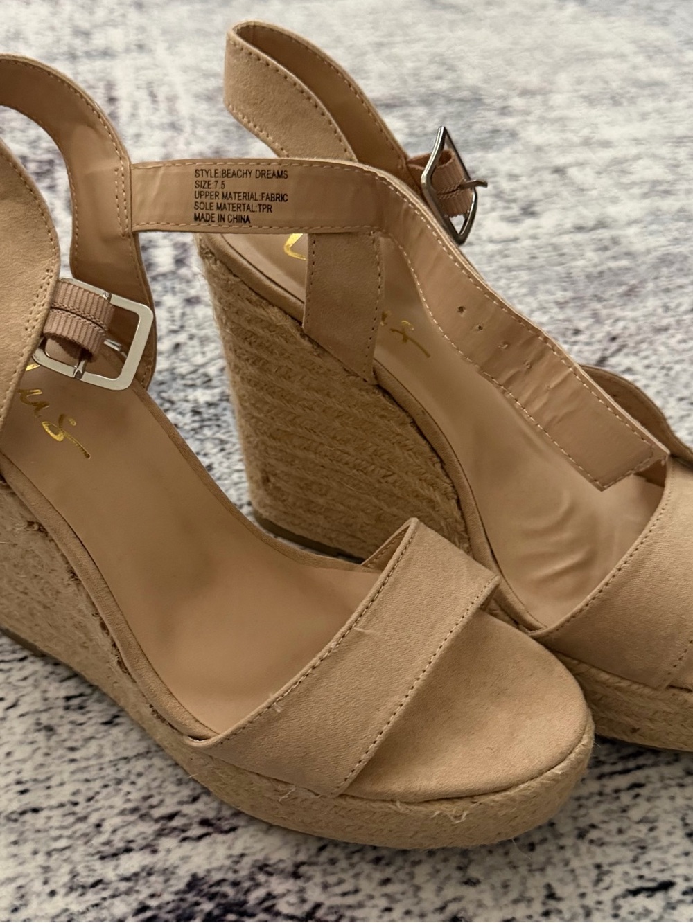 Lulu's Tan Espadrille Wedge Sandals